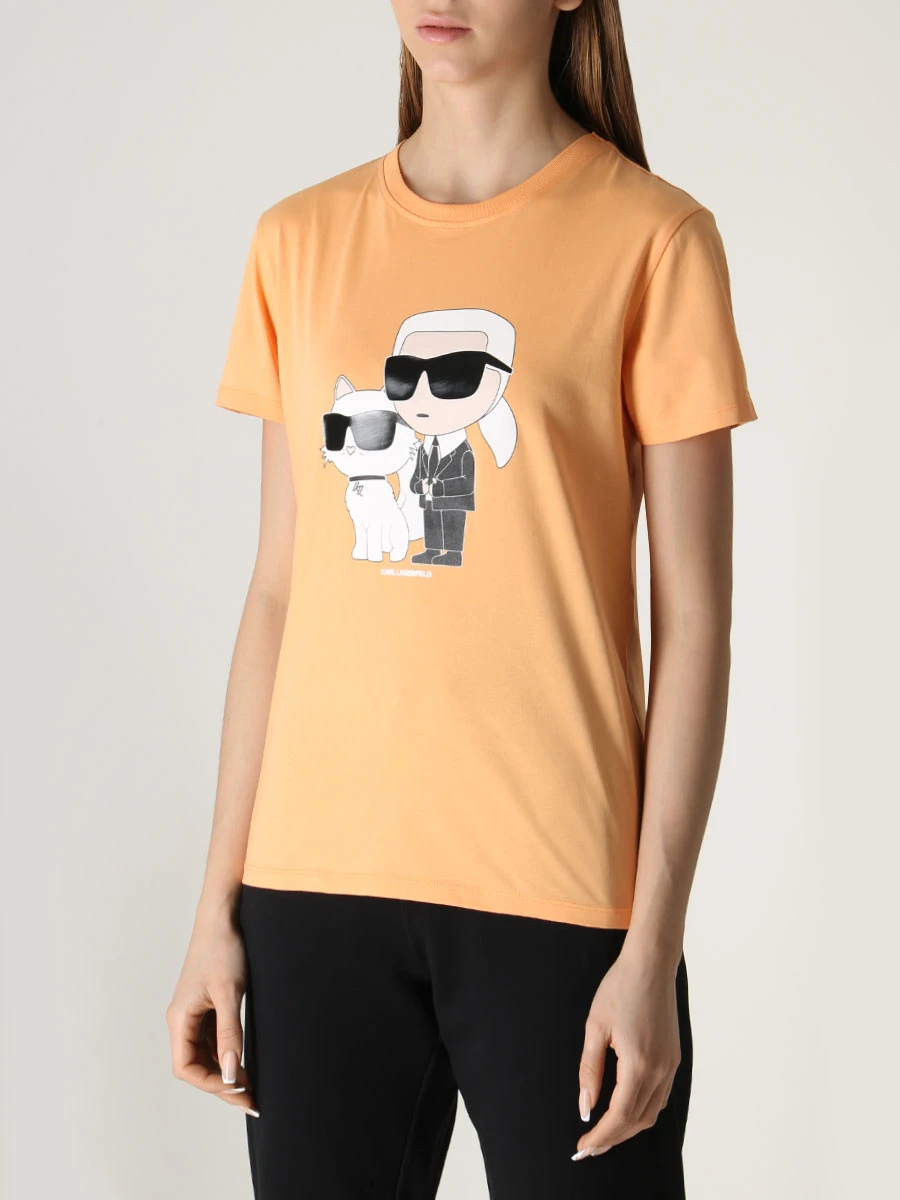 Футболка хлопковая Karl Ikonik 2.0 KARL LAGERFELD 230W1704 138 Карл+Кот Оранжевый  Фото 4