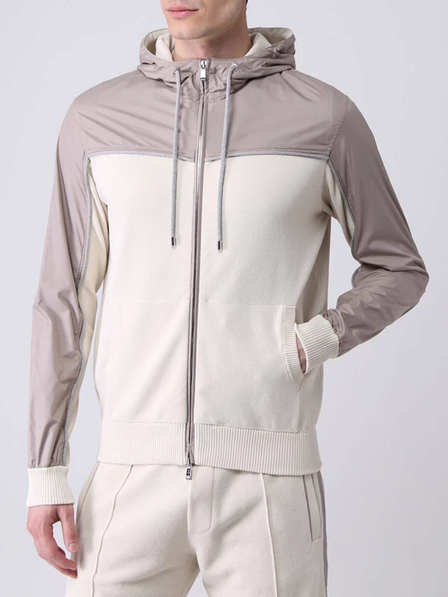 Олимпийка хлопковая FIORONI CASHMERE MKF22226E1 0001 3R1 Бежевый  Фото 4