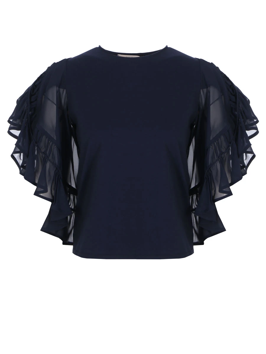 Блуза с рюшами DOROTHEE SCHUMACHER 224001 889, размер 42, цвет синий