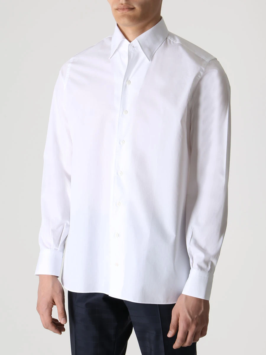 Рубашка Slim Fit хлопковая ROBERTO RICETTI CAMICIA AME BUSINESS/A-RA901 Белый  Фото 4