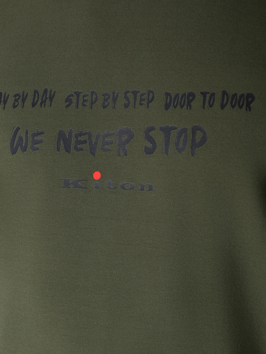 Худи хлопковое KITON UMK027108000 Зеленый  Фото 5