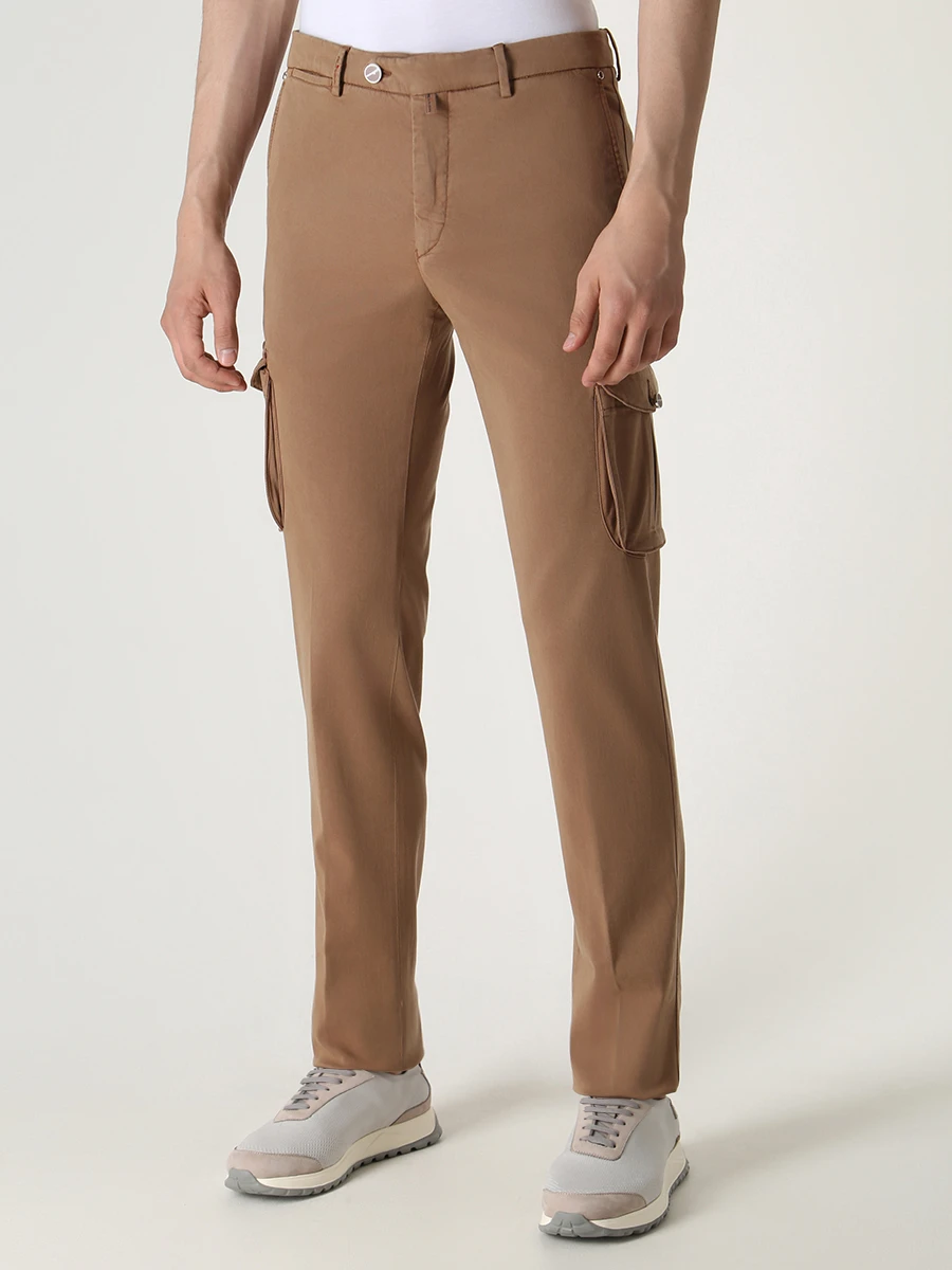 Брюки-карго из лиоцелла KITON UFPPCAJ0736B06000 Коричневый  Фото 4