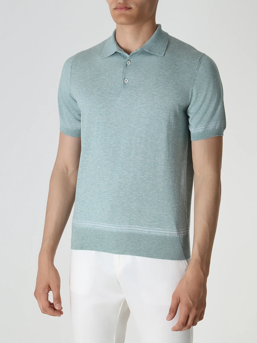 Поло хлопковое FIORONI CASHMERE MK26613C2 E23 E12 Зеленый  Фото 4