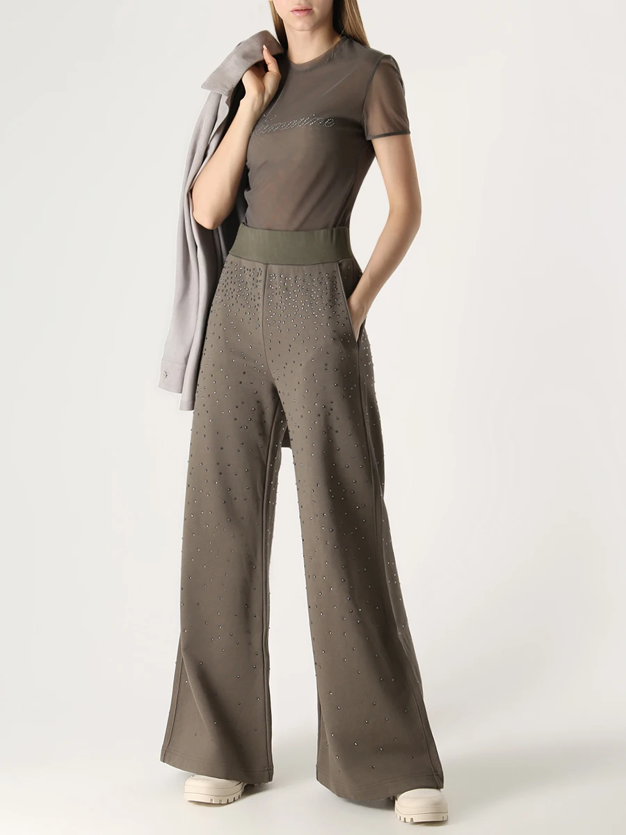 Брюки хлопковые BLUMARINE 2F015A N0567 Зеленый  Фото 2