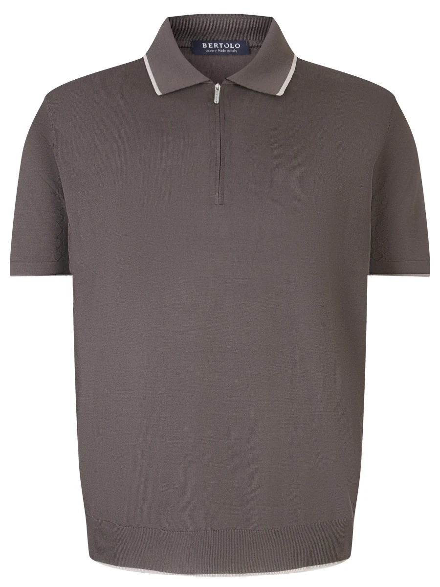 Поло шелковое BERTOLO LUXURY MENSWEAR 901662/26 55 Хаки- Зеленый 