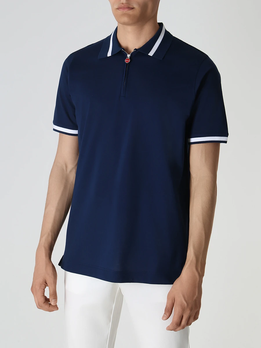 Поло хлопковое KITON UK1172E23V393001 Синий  Фото 4