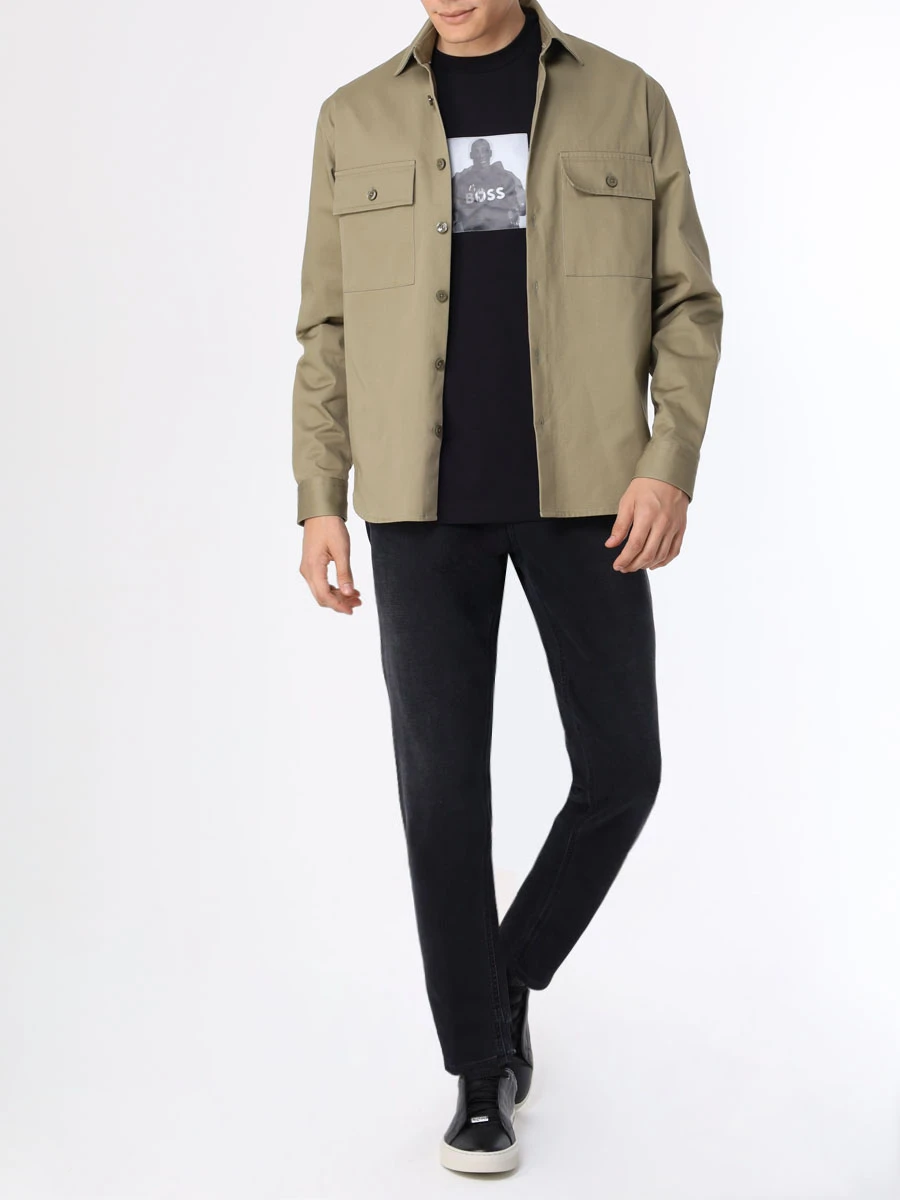 Рубашка Relaxed Fit хлопковая BOSS 50497388/336 Хаки  Фото 2