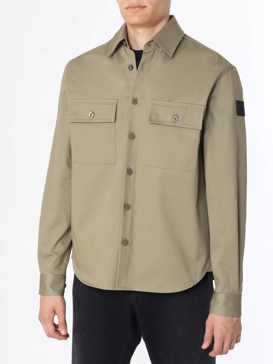Рубашка Relaxed Fit хлопковая BOSS 50497388/336 Хаки  Фото 4