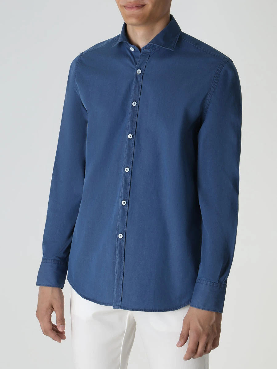 Рубашка Regular Fit хлопковая CANALI GL00952/303/L7B1 MF Синий  Фото 4