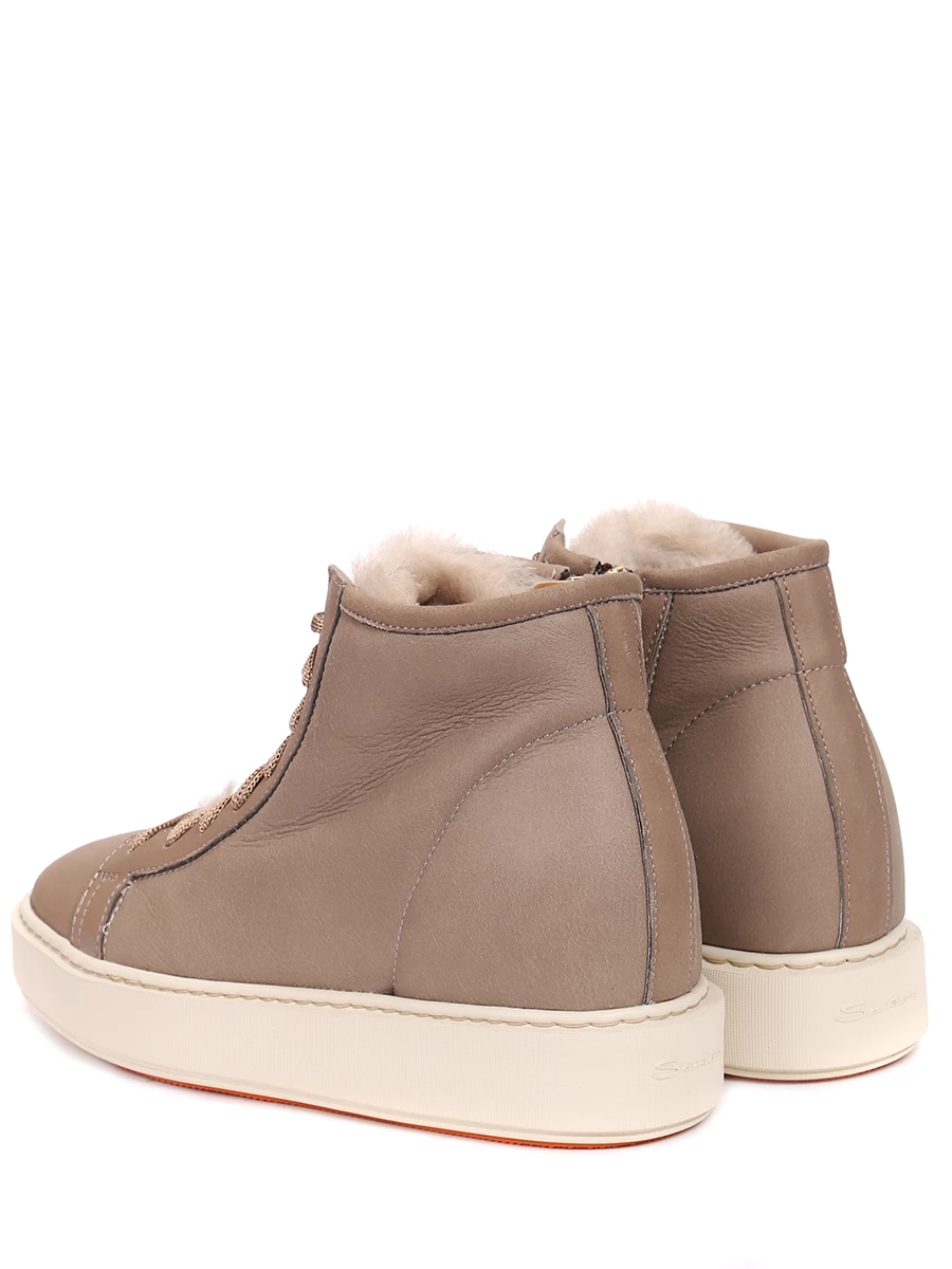 Кеды кожаные на меху SANTONI WBCD60892TIAPNDIE50 Бежевый  Фото 4