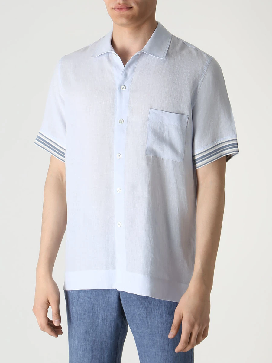 Рубашка Regular Fit льняная BILANCIONI 515609 300 Голубой  Фото 4