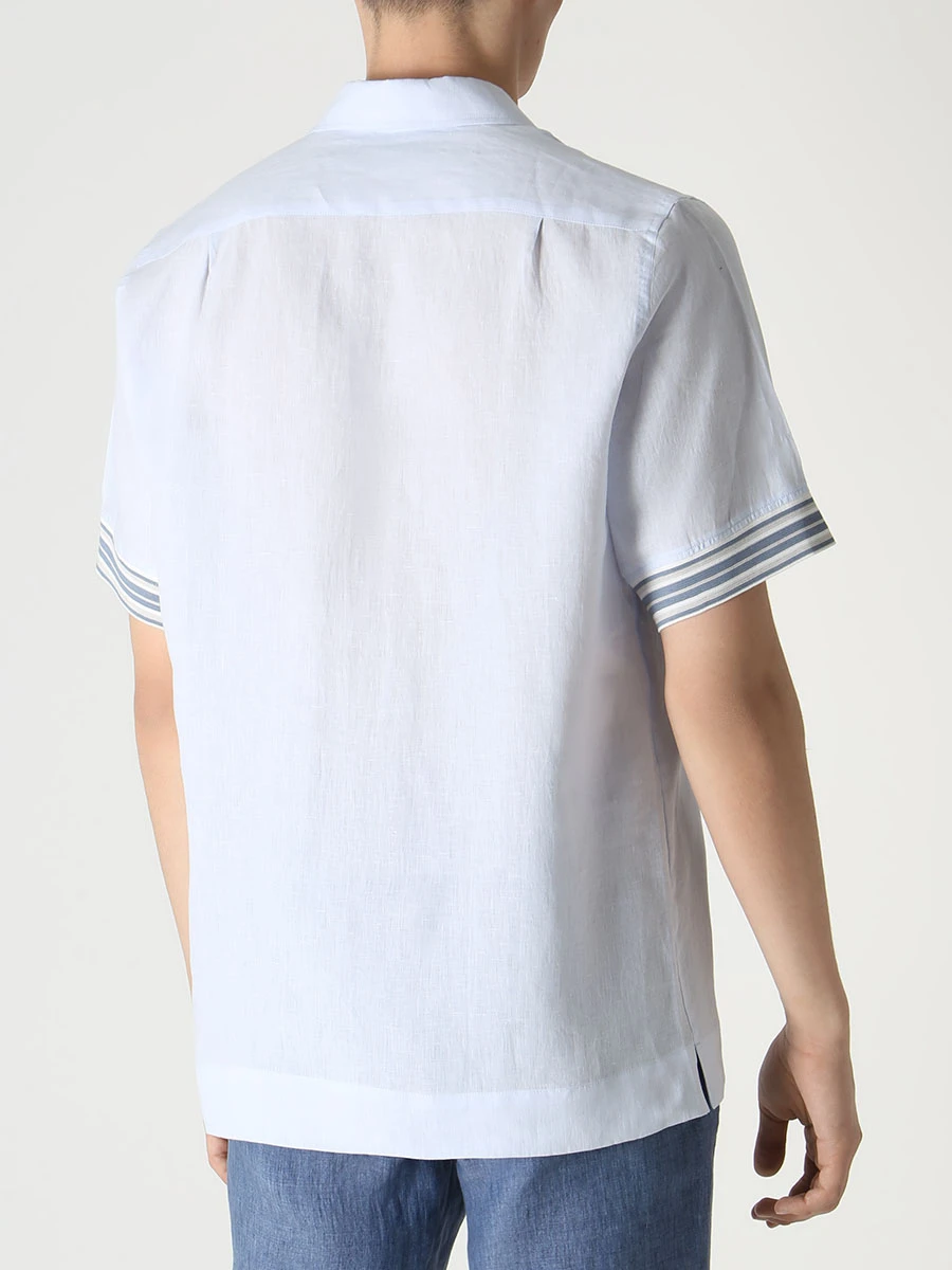 Рубашка Regular Fit льняная BILANCIONI 515609 300 Голубой  Фото 3