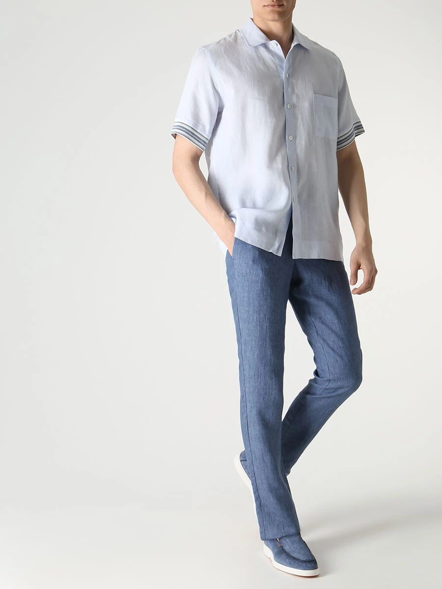 Рубашка Regular Fit льняная BILANCIONI 515609 300 Голубой  Фото 2