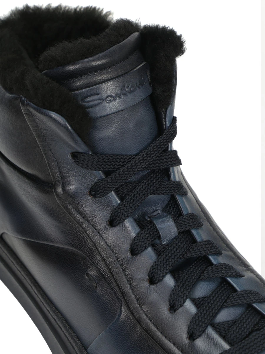 Кеды кожаные на меху SANTONI MDGT215588OCNPGONU60 Синий  Фото 5