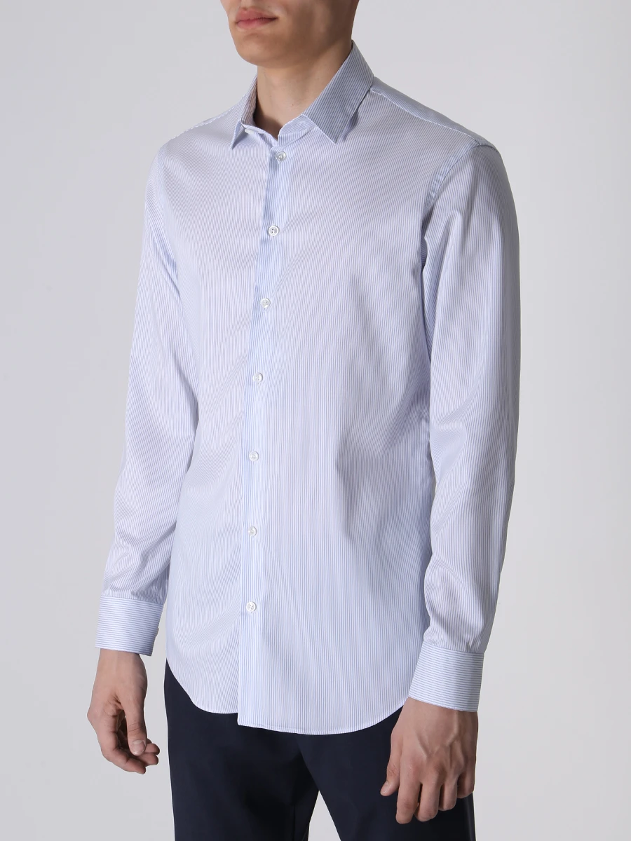 Рубашка Slim Fit в полоску GIORGIO ARMANI 8WGCCZ97 F9T6 Голубой  Фото 4