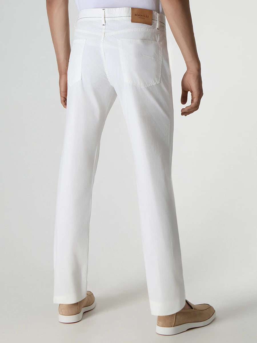 Брюки хлопковые LUIGI BORRELLI PLEBISCITO-32405/1 Белый  Фото 3