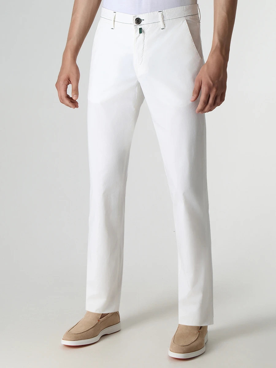 Брюки хлопковые LUIGI BORRELLI PLEBISCITO-32405/1 Белый  Фото 4