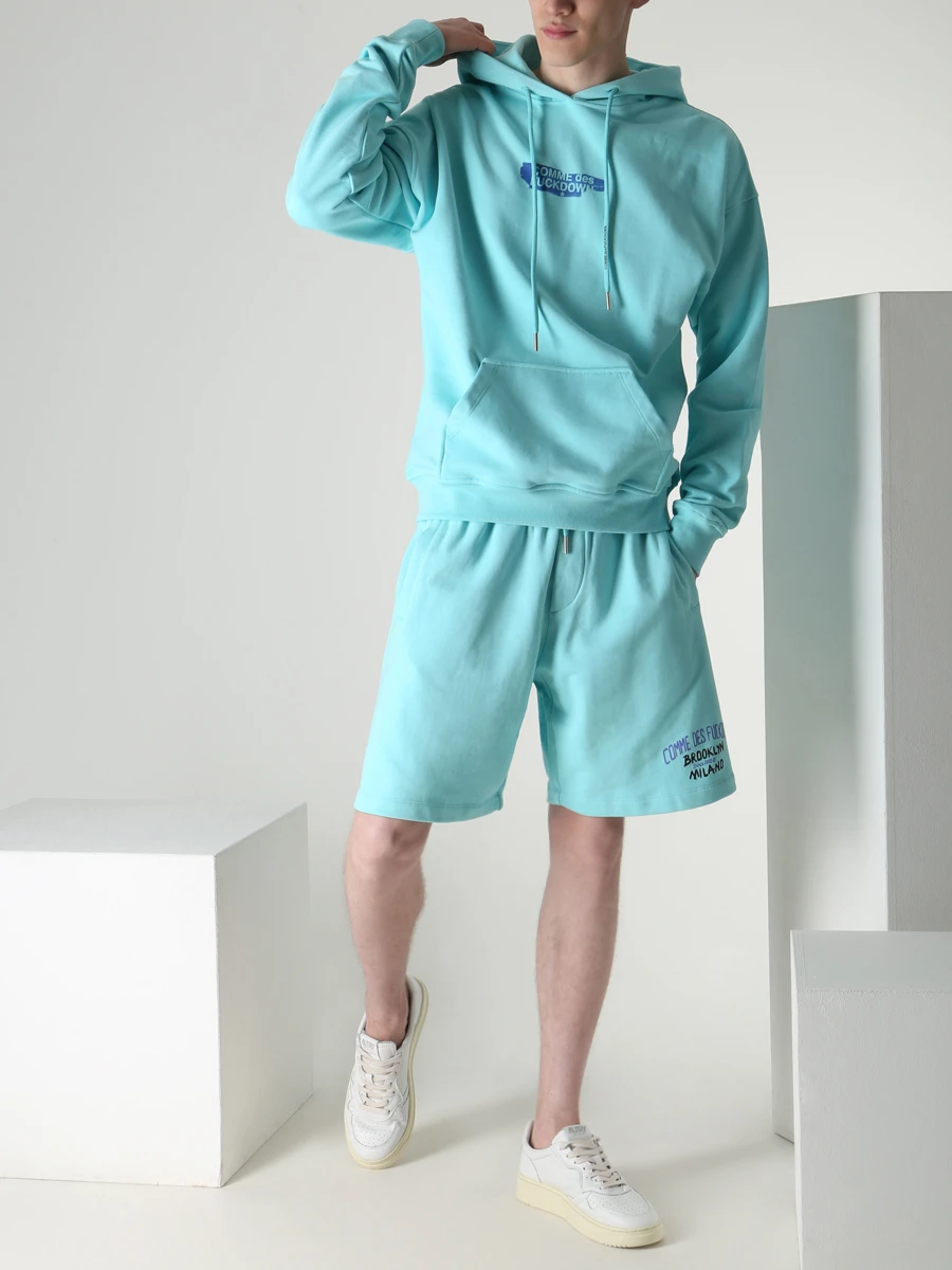 Шорты хлопковые COMME DES FUCKDOWN CDFU2166 VERDE ACQUA Бирюзовый  Фото 2