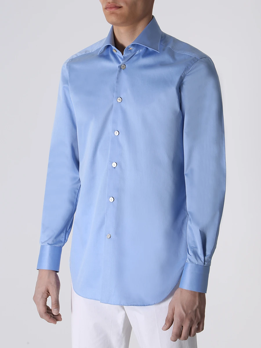 Рубашка Slim Fit хлопковая KITON UCCH0848203000 Голубой  Фото 4