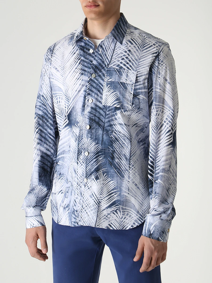 Рубашка Regular Fit хлопковая KITON UMCBUBAH0840406000 Синий  Фото 4