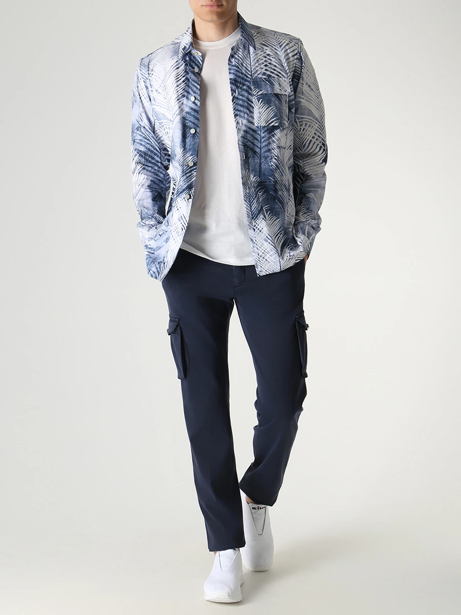 Рубашка Regular Fit хлопковая KITON UMCBUBAH0840406000 Синий  Фото 2