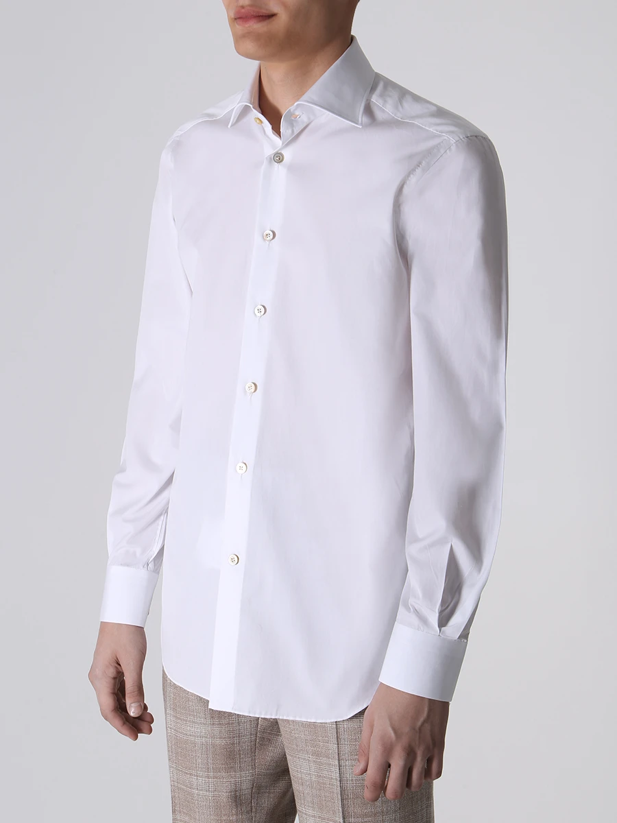 Рубашка Slim Fit хлопковая KITON UCCH0847901001 Белый  Фото 4
