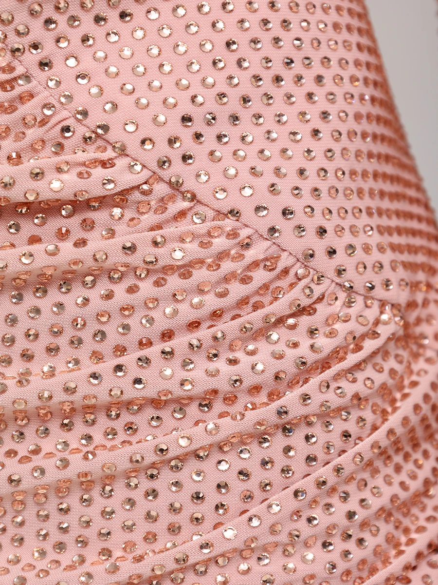 Платье со стразами SOL ANGELANN SCDS22-229/1 Шампань, Шахматы Розовый  Фото 6