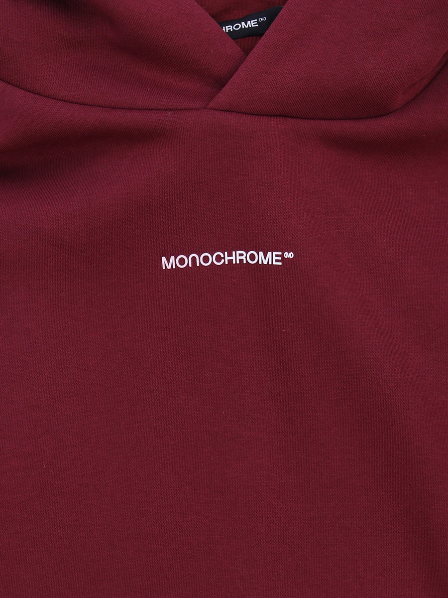 Худи хлопковое MONOCHROME HOODIE CROP WINE, размер Один размер, цвет бордовый - фото 3