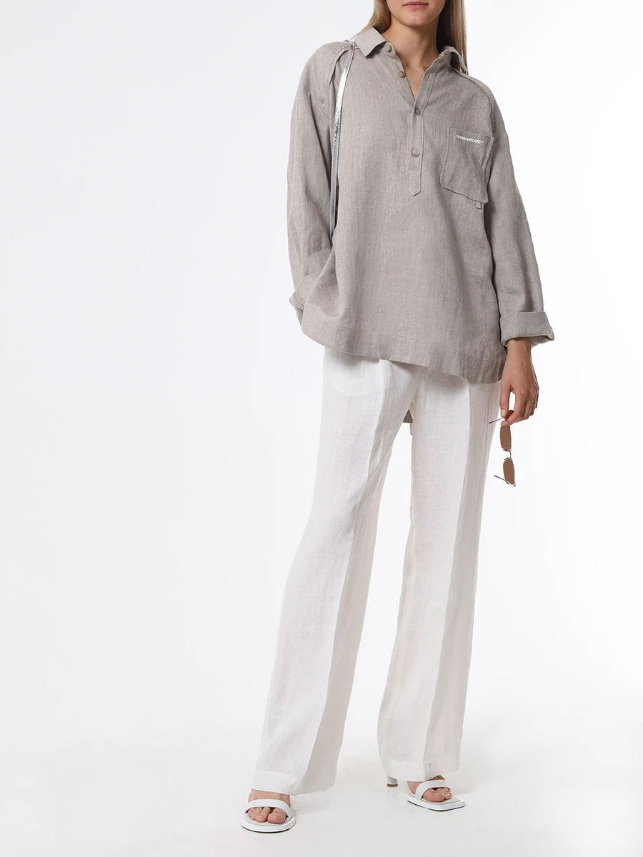 Рубашка льняная MONOCHROME TUNIC TRAVA RAW, размер Один размер, цвет серый - фото 2
