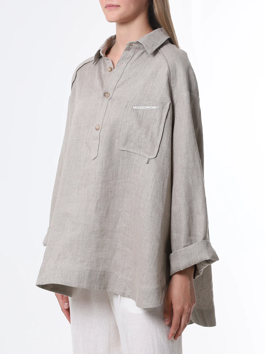 Рубашка льняная MONOCHROME TUNIC TRAVA RAW, размер Один размер, цвет серый - фото 4