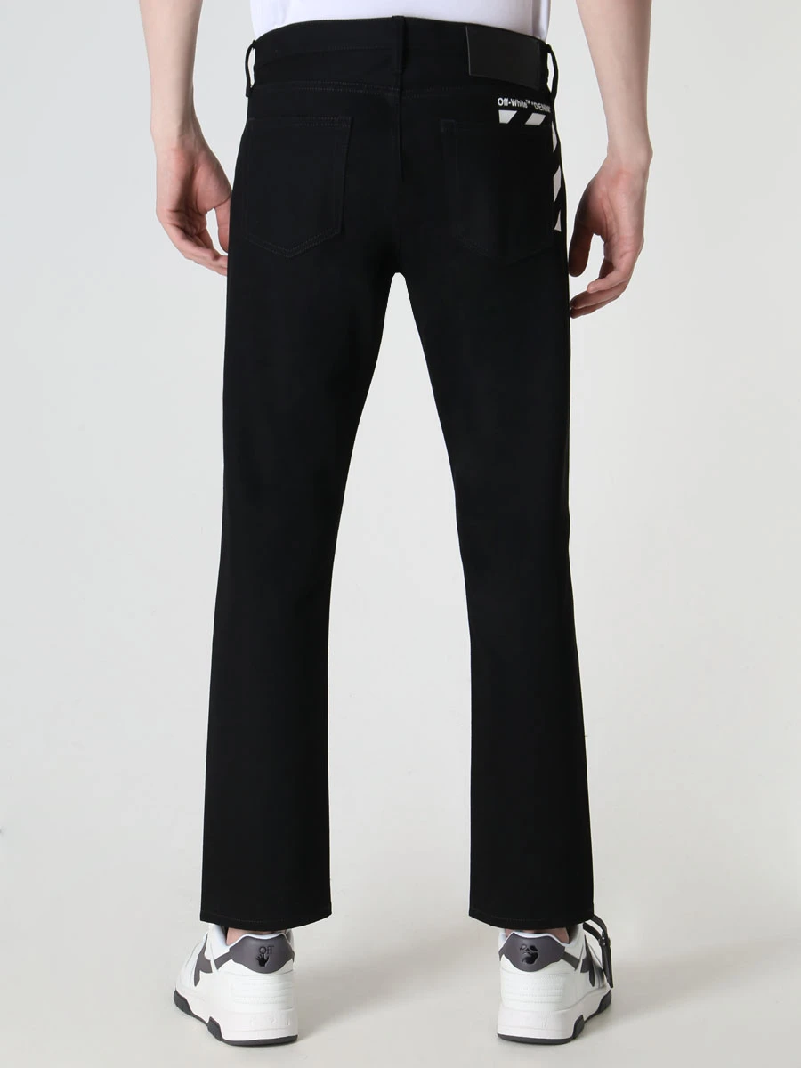 Джинсы Slim Fit хлопковые OFF-WHITE OMYA148C99DEN001/1001 Черный  Фото 3