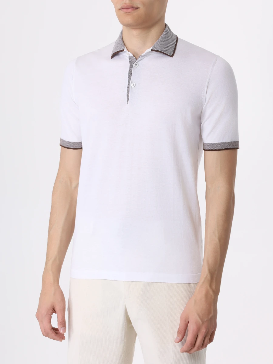 Поло хлопковое FIORONI CASHMERE MK24243C1 K1 Белый Белый  Фото 4