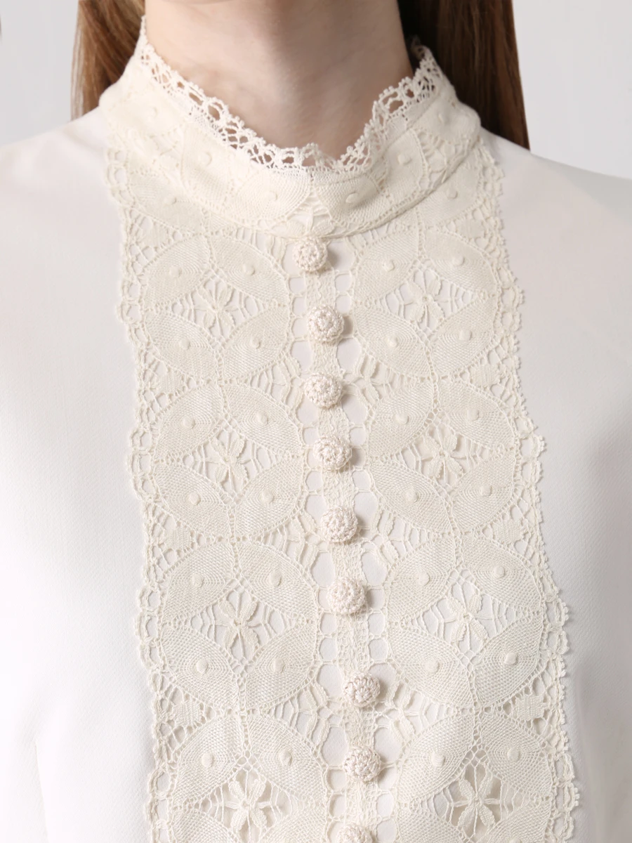 Блуза с кружевом SHATU SH1223_231-1 Молочный, размер 42, цвет кремовый - фото 5