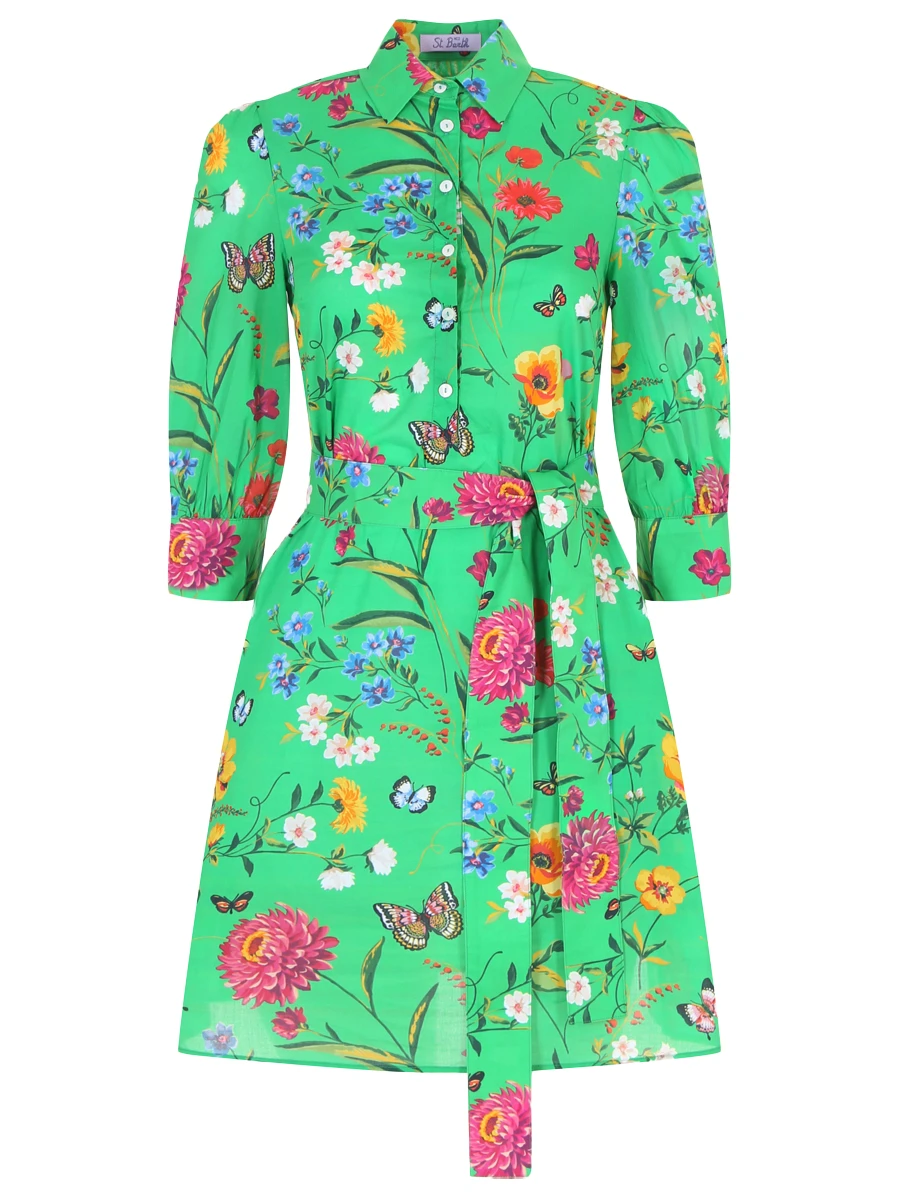 Платье хлопковое MC2 SAINT BARTH AVERY GARDENIA 57, размер 44, цвет зеленый - фото 1