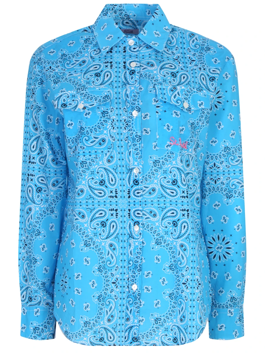 Рубашка хлопковая с принтом MC2 SAINT BARTH AMAYA TEX BANDANNA ROUND 3201, размер 40, цвет голубой - фото 1