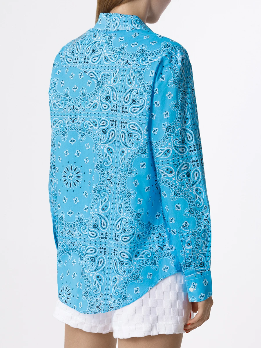 Рубашка хлопковая с принтом MC2 SAINT BARTH AMAYA TEX BANDANNA ROUND 3201, размер 40, цвет голубой - фото 3