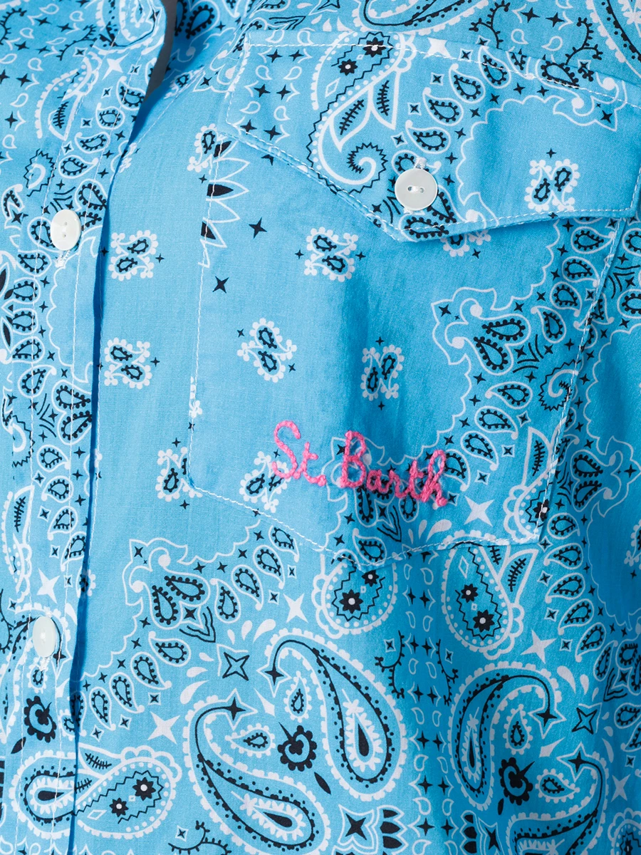 Рубашка хлопковая с принтом MC2 SAINT BARTH AMAYA TEX BANDANNA ROUND 3201, размер 40, цвет голубой - фото 5