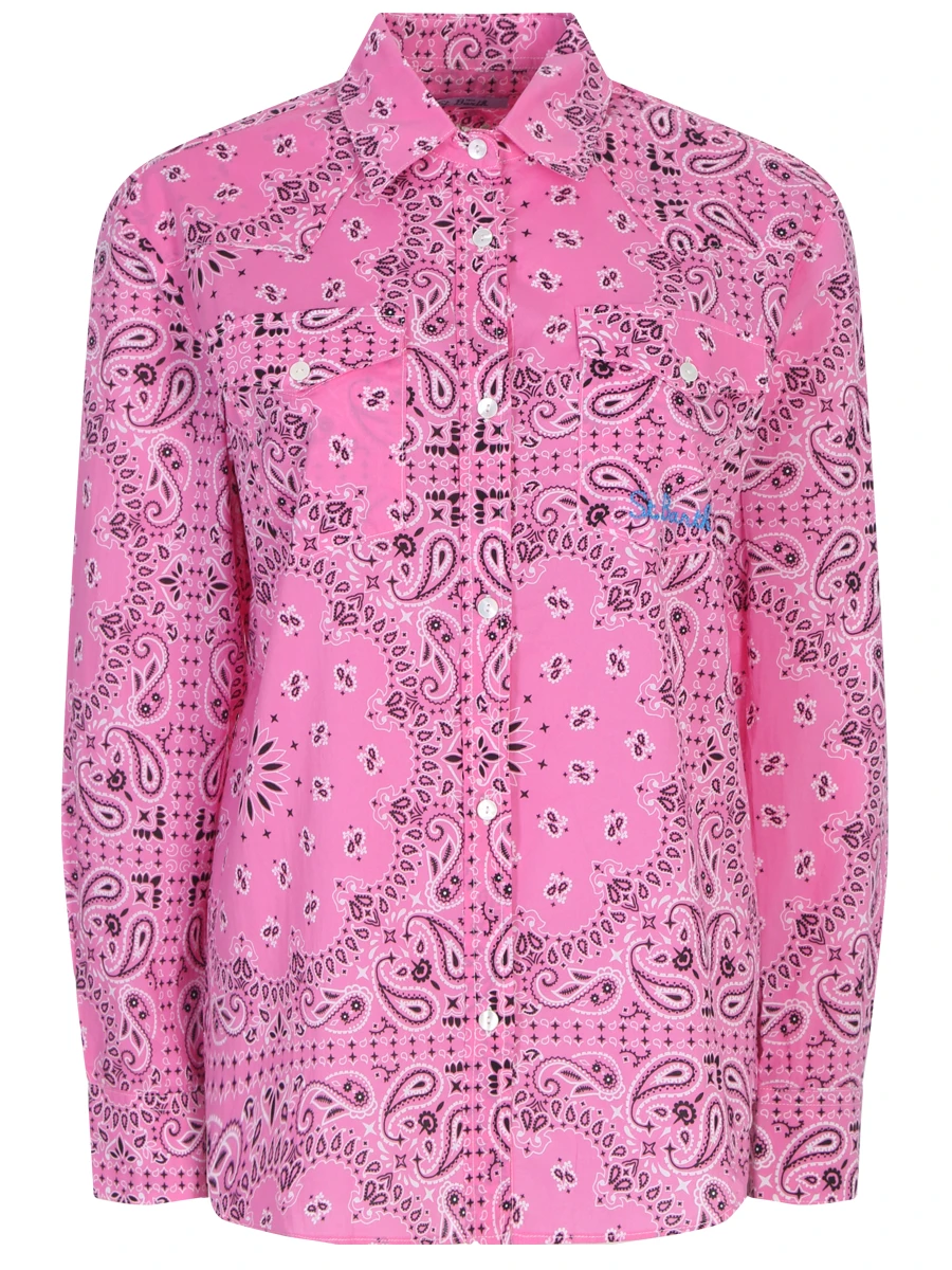 Рубашка хлопковая с принтом, AMAYA TEX BANDANNA ROUND 2301, MC2 SAINT BARTH, Розовый, 1250832  - купить