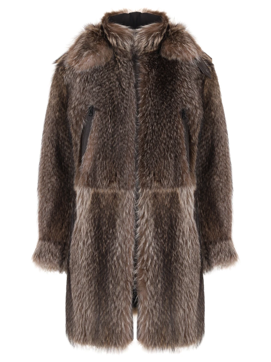 Парка двусторонняя из меха енота FERRE Realkrb Коричневый  Фото 8