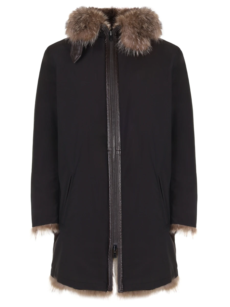 Парка двусторонняя из меха енота FERRE Realkrb Коричневый 