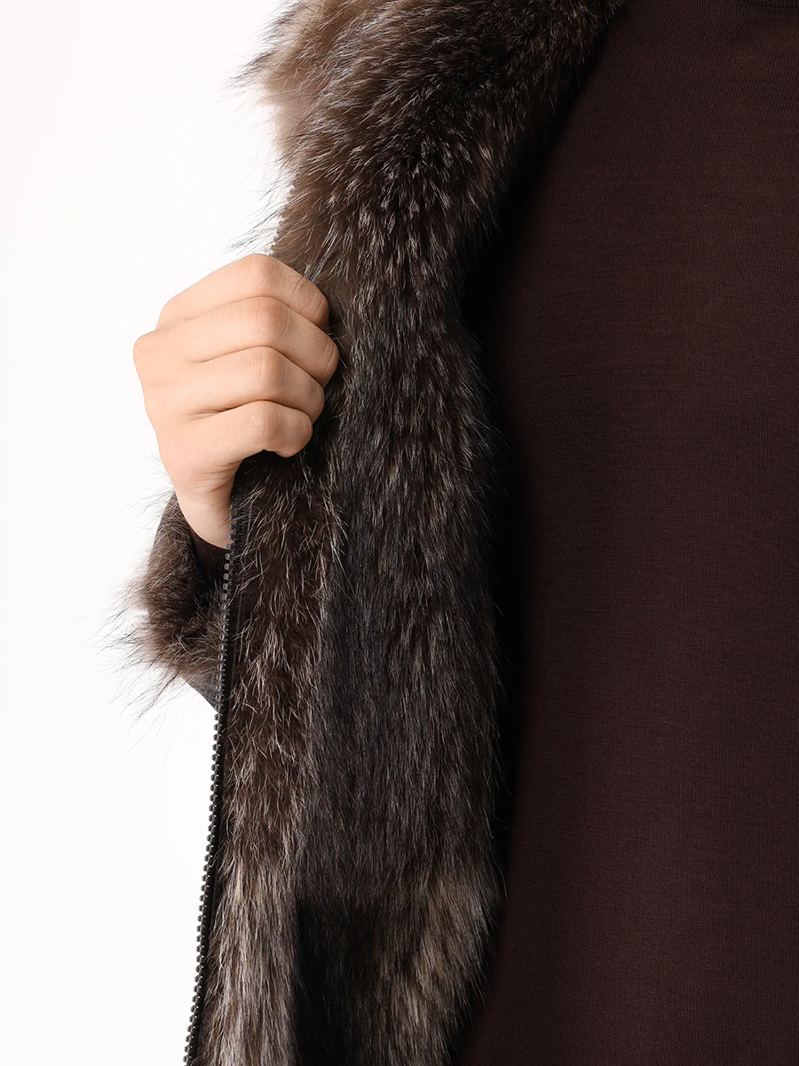 Парка двусторонняя из меха енота FERRE Realkrb Коричневый  Фото 5