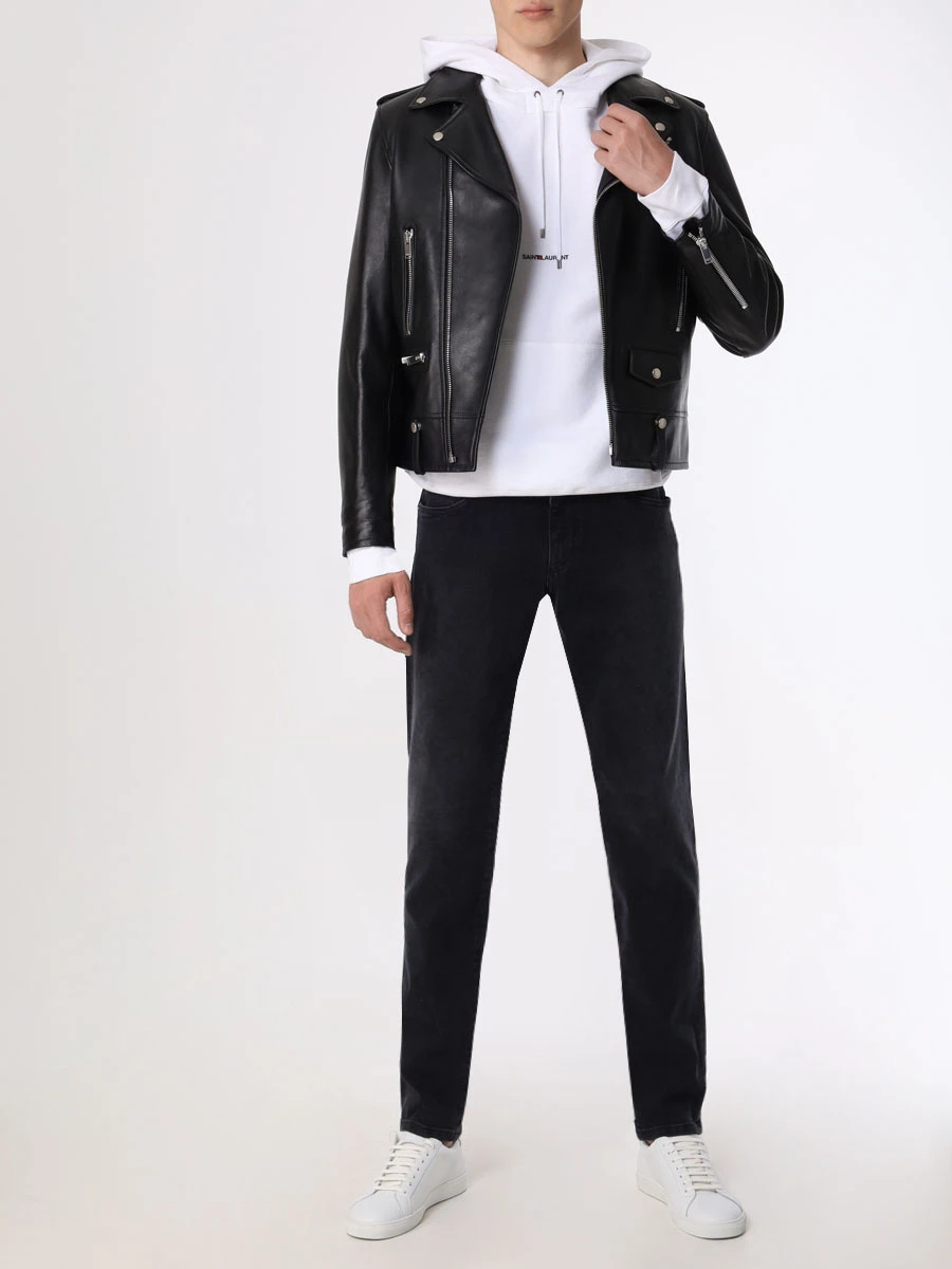 Худи хлопковое SAINT LAURENT 677259YB2PG Белый  Фото 2