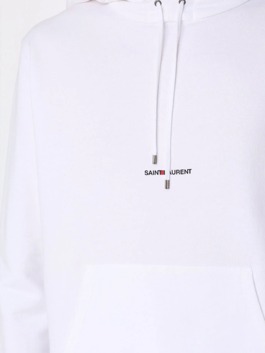 Худи хлопковое SAINT LAURENT 677259YB2PG Белый  Фото 5