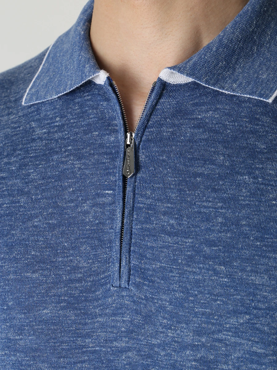 

Поло из шелка и льна, Синий, 6405SE23 183S