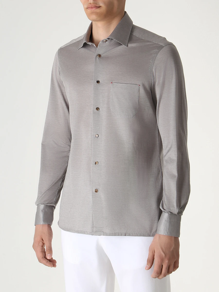 Рубашка Slim Fit хлопковая KITON UMCNERHH0841308000 Серый  Фото 5
