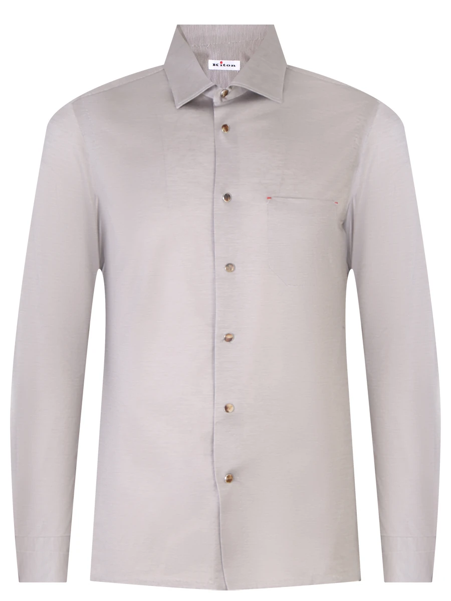 Рубашка Slim Fit хлопковая KITON UMCNERHH0841308000 Серый  Фото 2