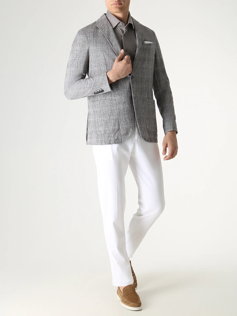 Рубашка Slim Fit хлопковая KITON UMCNERHH0841308000 Серый  Фото 3