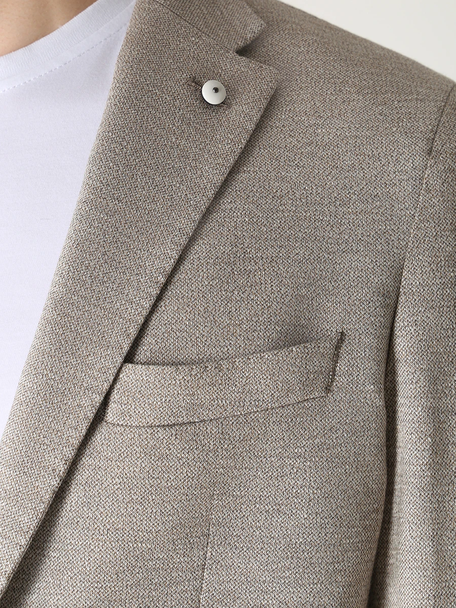 Пиджак из хлопка и льна L.B.M. 1911 35207/2/2811/R, размер 52, цвет бежевый 35207/2/2811/R - фото 5