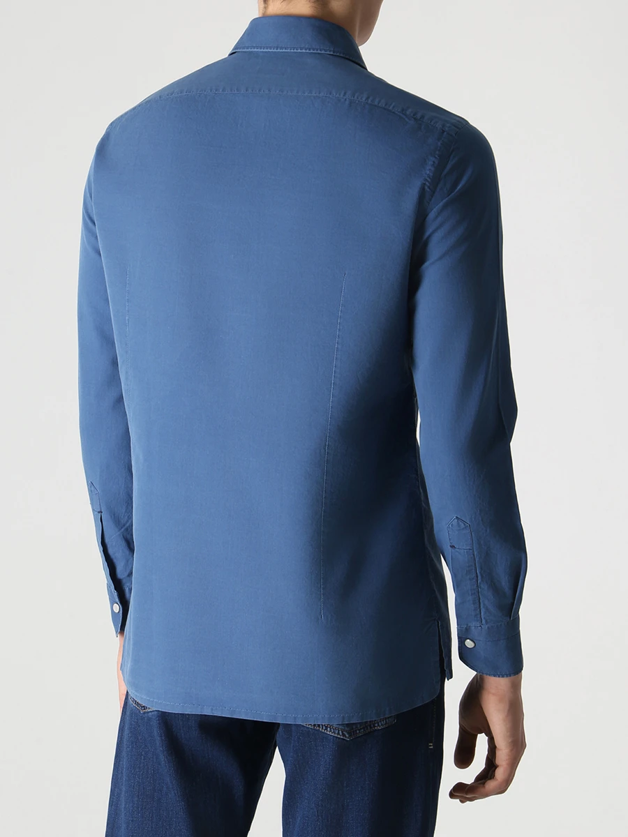 Рубашка Slim Fit хлопковая KITON UMCNERCH0841602000 Синий  Фото 3
