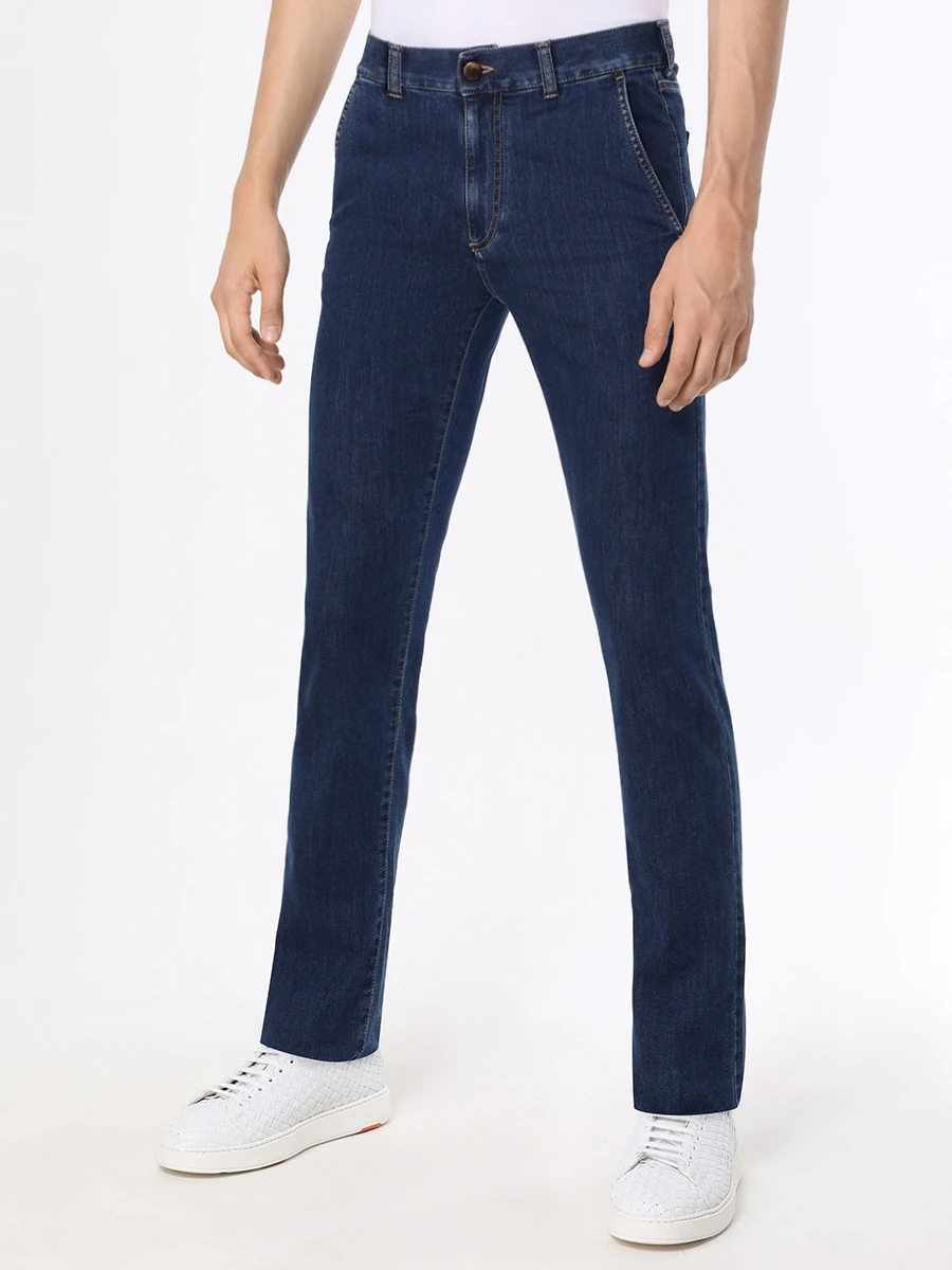 Джинсы Regular Fit хлопковые CANALI PD01033/301/91705 Деним  Фото 4